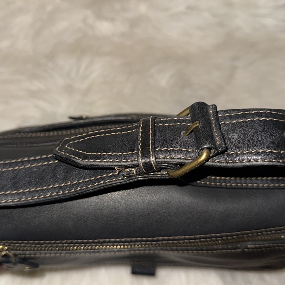 Fossil Black Leather Messenger Shoulder Bag - Picture 7 of 16